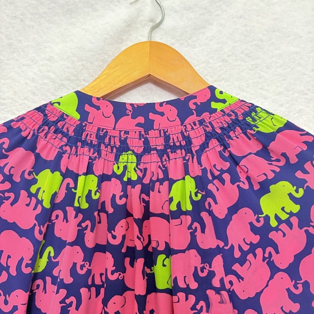 LILLY PULITZER Elsa Top 100% Silk Elephant Print Colorful Artsy Size Small *Flaw - Picture 5 of 8